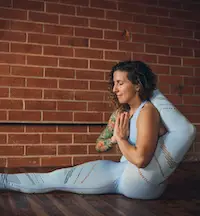 Irene Pappas practicing yoga