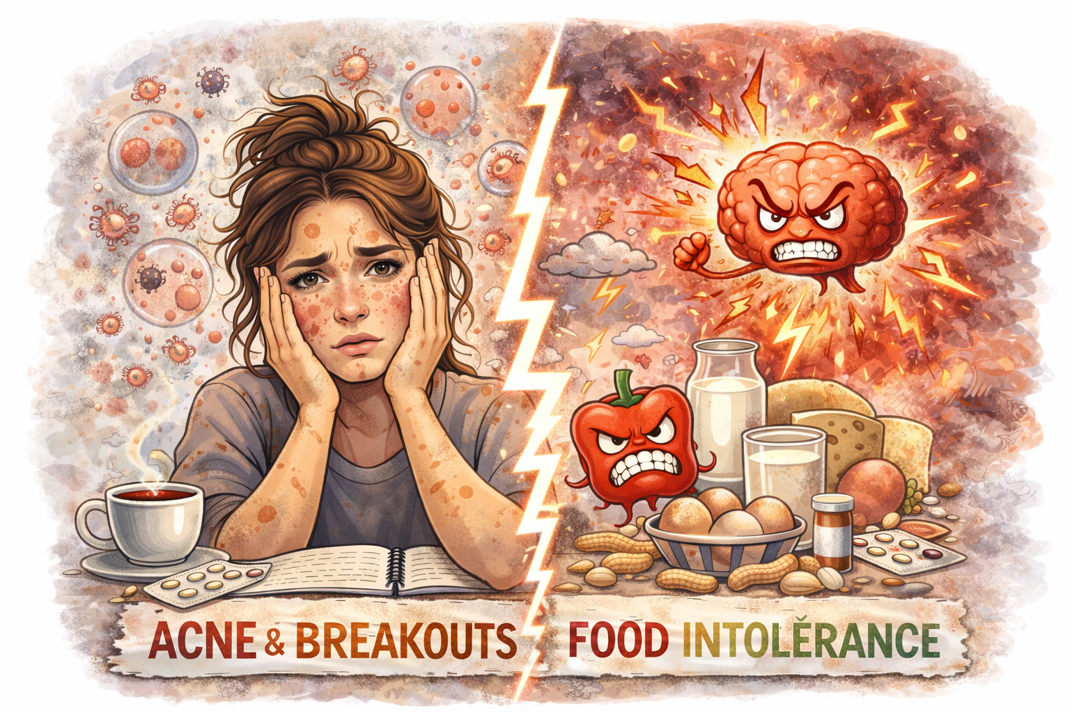 Acne and breakouts linked to food intolerance