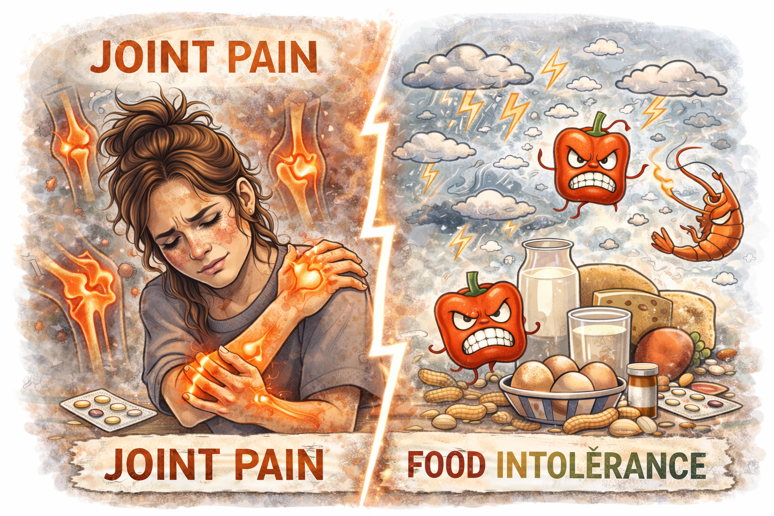 Joint pain symptoms related to food intolerance